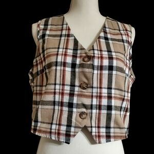 Cropped Plaid Vest